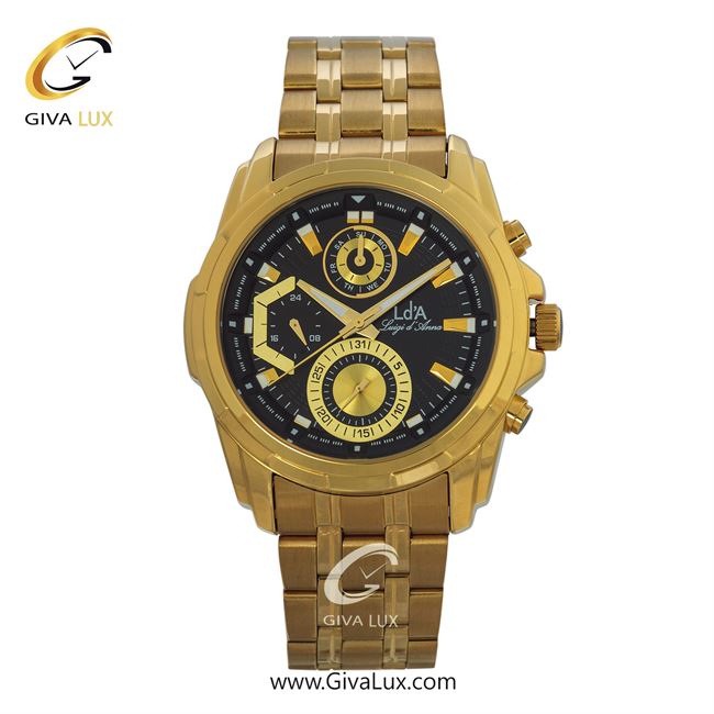 ساعت مچی اورجینال مردانه LdA سه موتوره فول تایم طلایی | طلایی| مشکی| کد رفرنس 2354